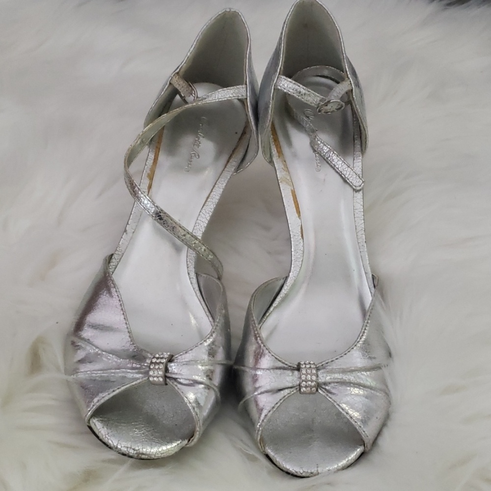 Silver heels size 8